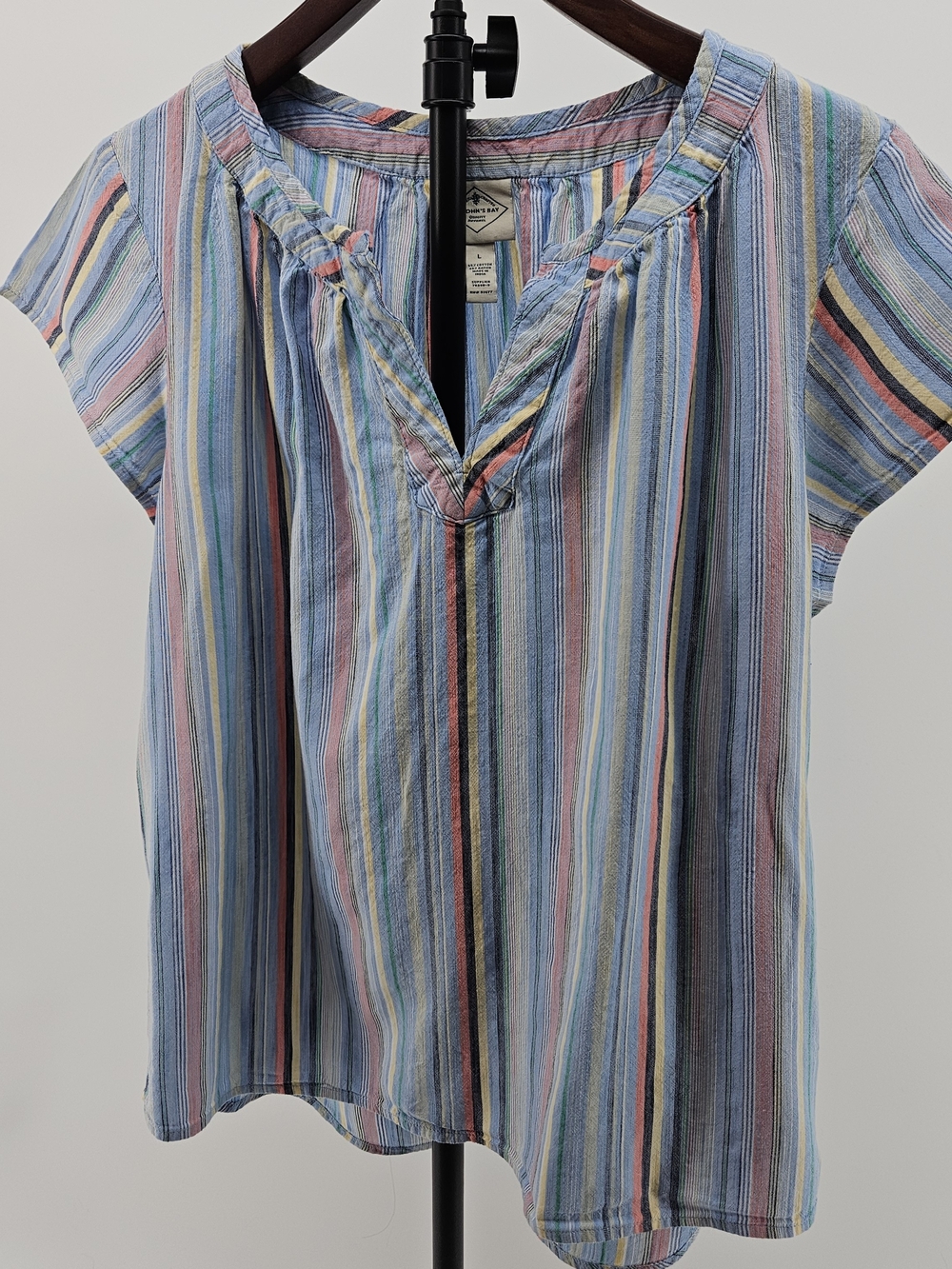 Boho Stripe Peasant Blouse L Beach St Johns Resort Casual